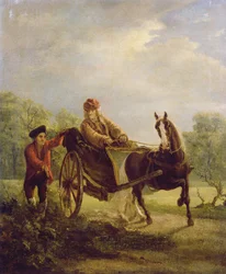 Voltaire (1694-1778) en un cabriolé en Ferney