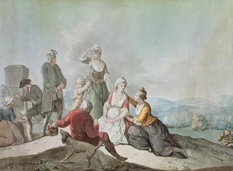 Voltaire conversando con los campesinos en Ferney