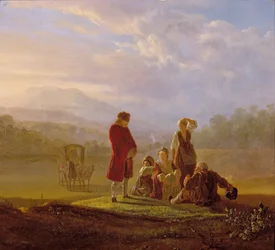 Voltaire conversando con los campesinos en Ferney