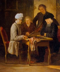 Voltaire en una mesa de ajedrez, entre 1750 y 1775