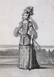 Trajes de ballet femenino, grabado por Jean Berain el Viejo (1637-1711), Francia