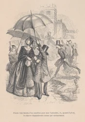 Necesitaba demasiado un ómnibus, pero tan pronto como empieza a llover, todos parecen d..., 1843