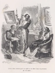 Es bueno que él la adule y la halague frente a su esposo. de los Pequeños Miseri..., 1843