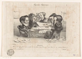 Caricatura de los censores franceses
Censeurs (título en el objeto)
Parisiens Pittoresques (título de la serie en el objeto)