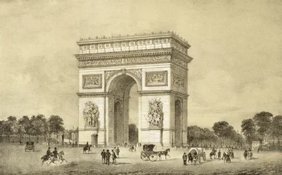 El Arco de Triunfo, París, grabado por Auguste Bry
