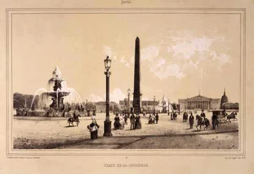 Place de la Concorde, París, grabado por Auguste Bry