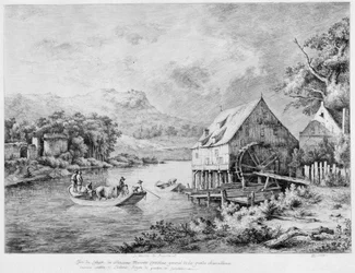 Un molino en la orilla del río, 1774