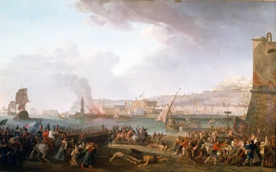 Entrada del ejército francés comandado por el General Championet en Nápoles, 21/01/1799. Pintura de Taurel Jean Jacques François (1757 - 1832). 1799. Castillos de Versalles y Trianon
