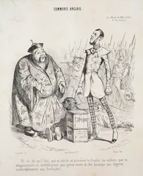 Comercio inglés. Yé vo dis quil faut, que vo achte ce poisonne to dsuite..., 1840