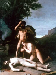 Adán y Eva encontrando el cuerpo de Abel, 1858