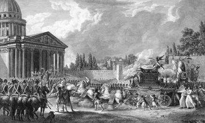 Transporte de las cenizas del escritor Voltaire al Panteón, París