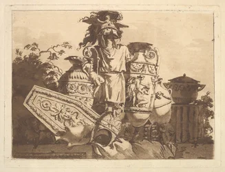 Composición con antigüedades, de Recueil de Compositions par Lagrenée Le Jeune Colle..., 1782-84