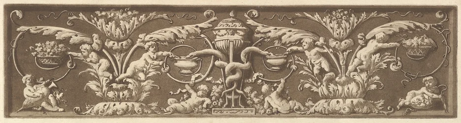 Friso ornamental con putti y serpientes entrelazadas, de Recueil de Différentes Compositi..., 1784
