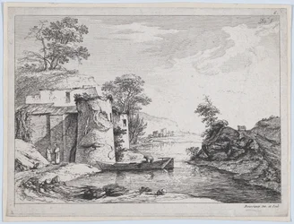Viejas torres en la orilla de un río