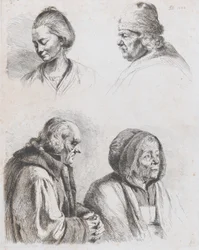 Estudio de cuatro cabezas, 1770