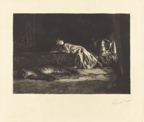 Interior oriental con tigre durmiendo