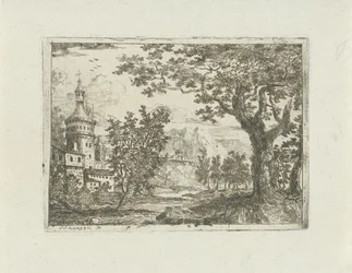paisaje con torre redonda