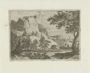 Roca en un paisaje de río