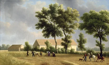 Paisaje en Ile-de-France con cosechadores, 1802