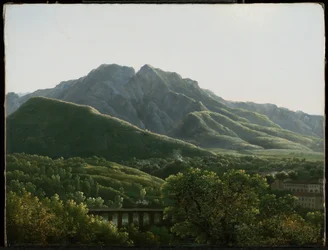 Vista del puente y de la ciudad de Cava, Reino de Nápoles