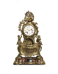 A Louis XV ormolu musical mantel clock, c.1750