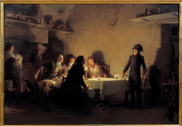 Cena en Beaucaire. Al final de su visita a la feria de Beaucaire el 29 de julio de 1793, Napoleón Bonaparte cena con dos comerciantes de Marsella, un nimois y un fabricante de Montpellier. Redacta el texto 