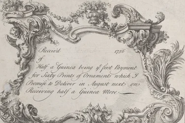 Tarjeta comercial para Frazer, impresor del ejército, papelería y encuadernador, 1736