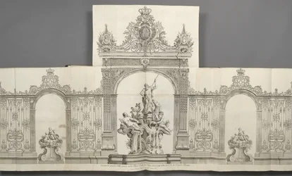 Diseño de las grandes rejas colocadas en la Plaza Real de Nancy en 1755 por orden de S. M. el Rey