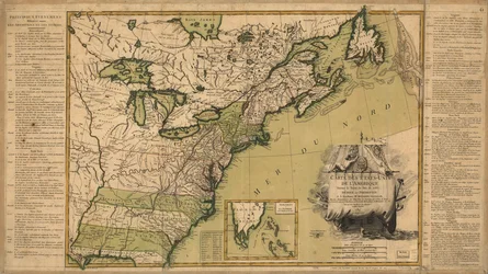 Mapa de los Estados Unidos de América tras el Tratado de Paz de 1783.