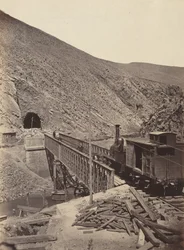 Puente y túnel sobre el Jalón, Madrid a Zaragoza,c. 1860-1865 (foto)
