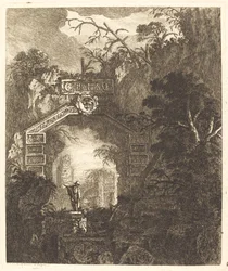 Figura de Pie bajo un Arco de Piedra