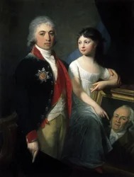Retrato del escritor y estadista Ivan M. Muravyev-Apostol con su hija - Pintura de Jean Laurent Monnier (1743 o 1746-1808), óleo sobre lienzo