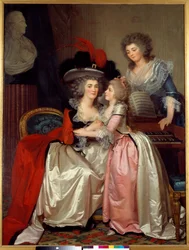 Retrato de familia. Familia de la nobleza, una madre, hija y siguiente