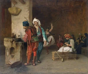 Casa de café, El Cairo, fundiendo balas, 1884 o antes