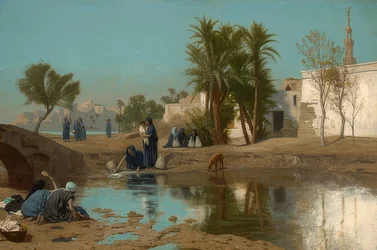 Felahinas sacando agua. Alrededor de 1873/75