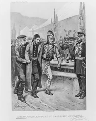 Osman Pasha llevado a Skobelev en Plevna, c. 1895