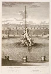 Fuente con cupido disparando una flecha de chorro de agua, diseñada por Louis Lerambert, en Versalles