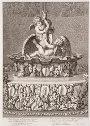 Fuente con dos cupidos y un cisne, diseñada por Jean-Baptiste Tuby, en Versalles