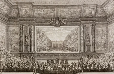 Las fiestas del Amor y de Baco por Jean Baptiste Lully (Giovanni Battista Lulli) (1632-1687) en Versalles 1668 - Las fiestas del Amor y de Baco por Jean-Baptiste Lully representadas en 1668 en el Pequeño Parque de Versalles, durante el festival encargado p