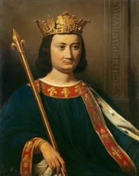 Retrato de Felipe IV el Hermoso (1268 - 1314), rey de Francia. Pintura de Jean-Louis Bezard (1799-1881).