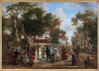 La procesión del Corpus Christi en un pueblo