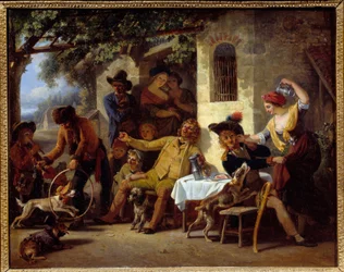 Saltimbanquis frente a una posada