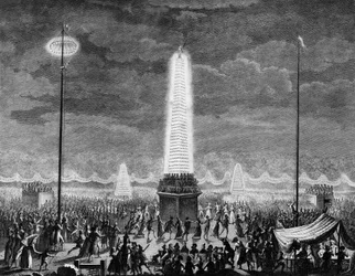 Revolución francesa: fiestas e iluminaciones en los Campos Elíseos de París el 18 de julio