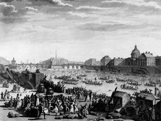 Revolución Francesa: Fiesta ejecutada en memoria de la federación: juego en el Sena en París el 18 de julio