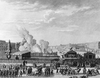 Revolución Francesa: Voluntarios en Pont Neuf en París, 22 de julio