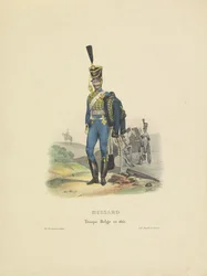 Húsar holandés, 1815 Hussard Troupe Belge en 1815 (título sobre objeto)