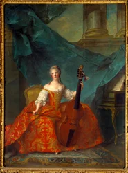 Retrato de Madame Henriette de Francia (1727-1752) hija de Luis XV, tocando la viola de gamba
