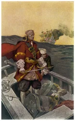 Retrato del pirata y bucanero galés Henry Morgan (1635-1688) Ilustración de J N Marchand (1883-1941) de “Sir Henry Morgan Buccaneer” 1903