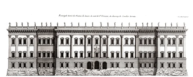 El Louvre en París, proyecto de Gian Lorenzo Bernini: elevación de la fachada principal frente a Saint-Germain l