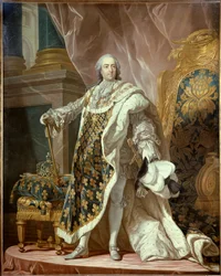 Retrato de cuerpo entero de Luis XV (1710-1774) en traje sagrado, Rey de Francia